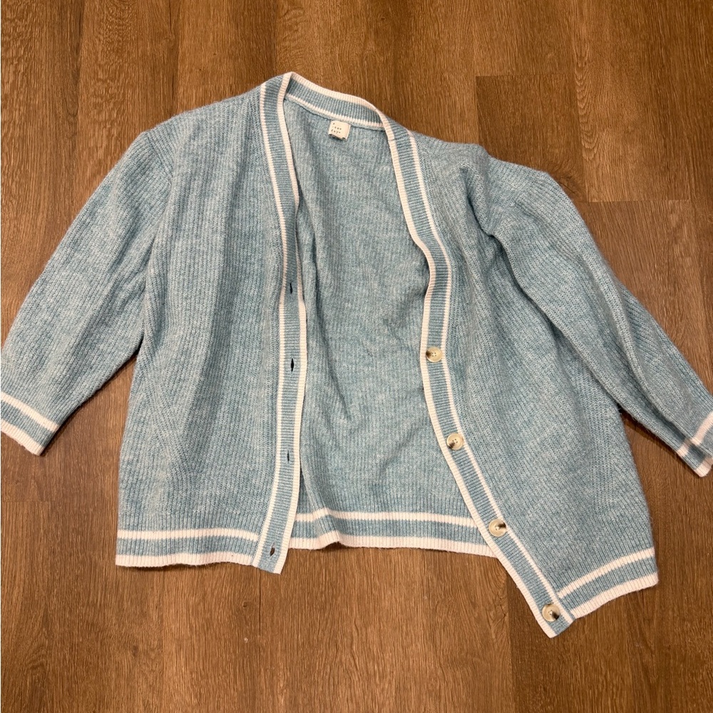 a new day Light Blue Cardigan with White Trim